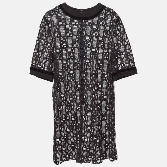 Gucci Black Gg Macrame Lace Short Dress M - benaras.co Gucci Black Gg Macrame Lace Short Dress M - benaras.co